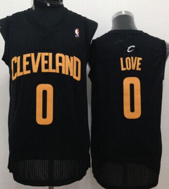 Cleveland Cavaliers #0 Kevin Love Black With Gold Swingman Jersey