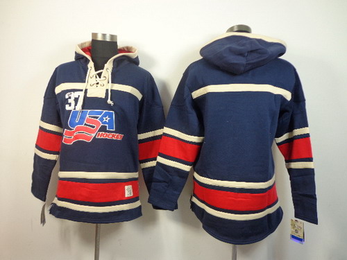 2014/15 Old Time Hockey Team USA Blank Navy Blue Hoodie