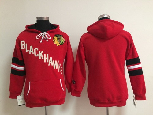Old Time Hockey Chicago Blackhawks Blank Red Womens Hoodie