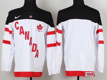 2014/15 Team Canada Men's Customized White 100TH Jersey