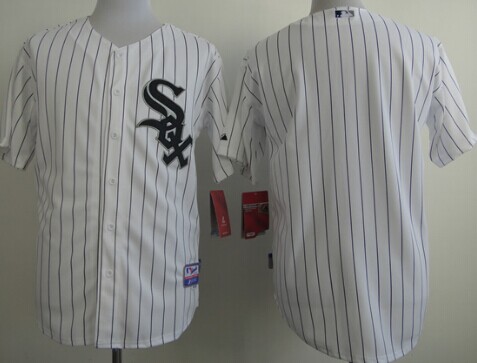 Chicago White Sox Blank White With Black Pinstripe Jersey