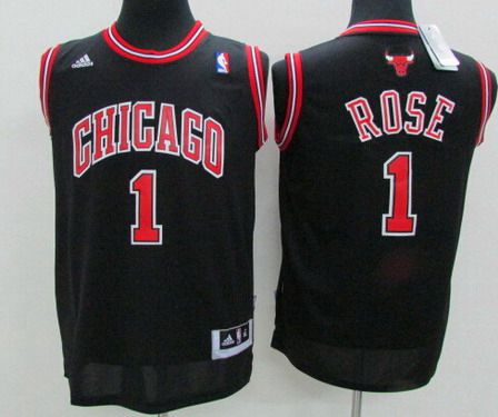 Chicago Bulls #1 Derrick Rose Black Jersey