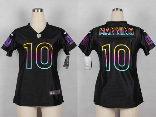 Nike New York Giants #10 Eli Manning Pro Line Black Fashion Womens Jersey