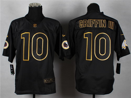 Nike Washington Redskins #10 Robert Griffin III 2014 All Black/Gold Elite Jersey