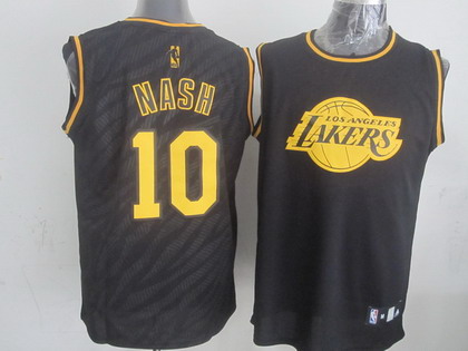 Los Angeles Lakers #10 Steve Nash Revolution 30 Swingman 2014 Black With Gold Jersey
