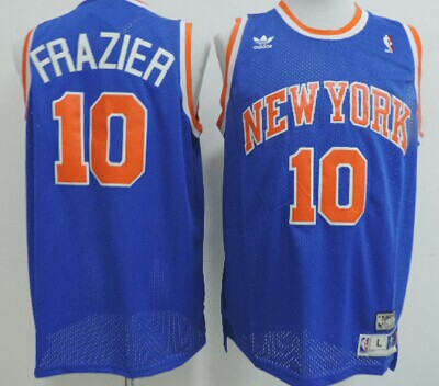 New York Knicks #10 Walt Frazier Blue Swingman Throwback Jersey