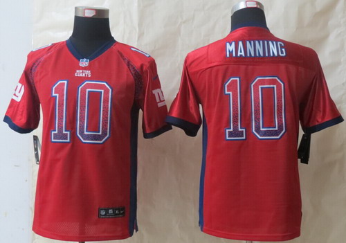 Nike New York Giants #10 Eli Manning Drift Fashion Red Kids Jersey
