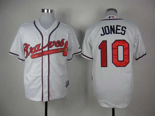 Atlanta Braves #10 Chipper Jones White Jersey