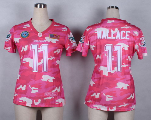 Nike Miami Dolphins #11 Mike Wallace 2014 Salute to Service Pink Camo Womens Jersey