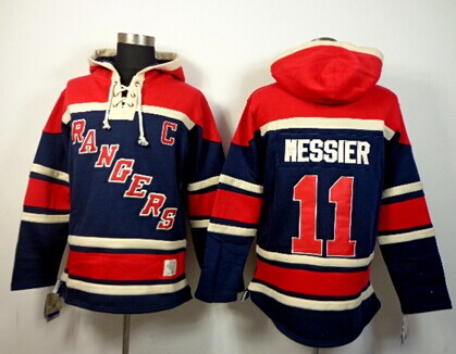 Old Time Hockey New York Rangers #11 Mark Messier Navy Blue Hoodie