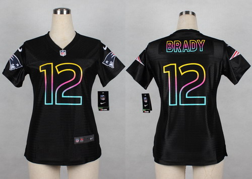 Nike New England Patriots #12 Tom Brady Pro Line Black Fashion Womens Jersey