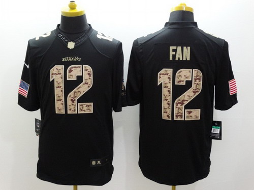 Nike Seattle Seahawks #12 Fan Salute to Service Black Limited Jersey