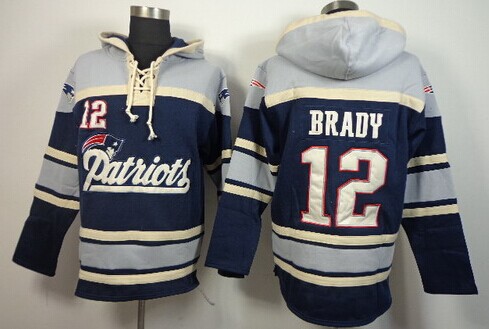 New England Patriots #12 Tom Brady 2014 Blue Hoodie