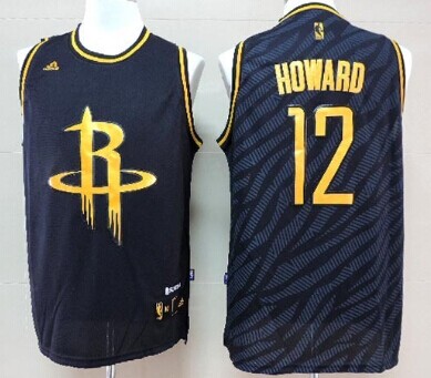 Houston Rockets #12 Dwight Howard Revolution 30 Swingman 2014 Black With Gold Jersey