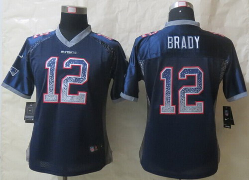 Nike New England Patriots #12 Tom Brady Drift Fashion Blue Womens Jersey