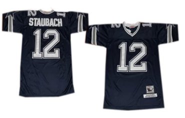 Dallas Cowboys #12 Roger Staubach Navy Blue Throwback Jersey
