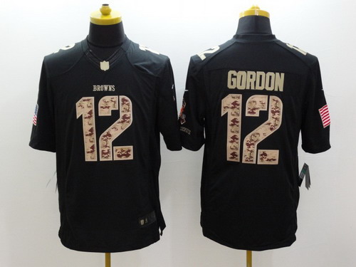 Nike Cleveland Browns #12 Josh Gordon Salute to Service Black Limited Jersey