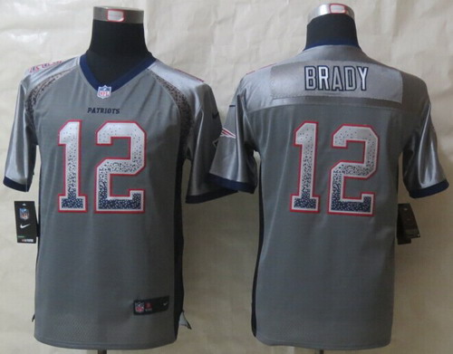 Nike New England Patriots #12 Tom Brady Drift Fashion Gray Kids Jersey