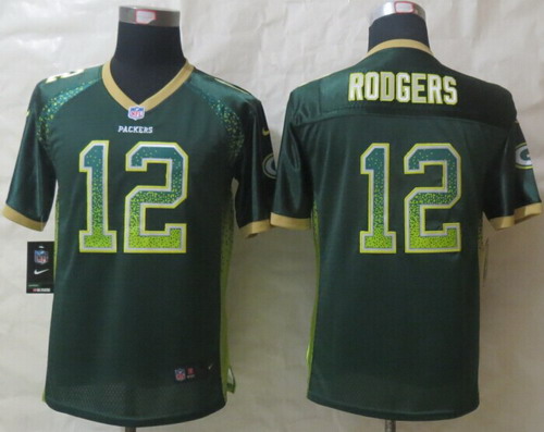 Nike Green Bay Packers #12 Aaron Rodgers Drift Fashion Green Kids Jersey