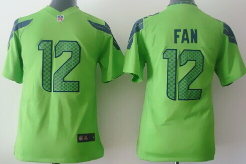 Nike Seattle Seahawks #12 Fan Green Game Kids Jersey