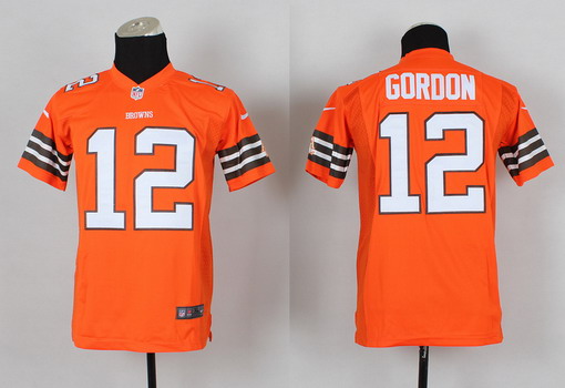 Nike Cleveland Browns #12 Josh Gordon Orange Game Kids Jersey