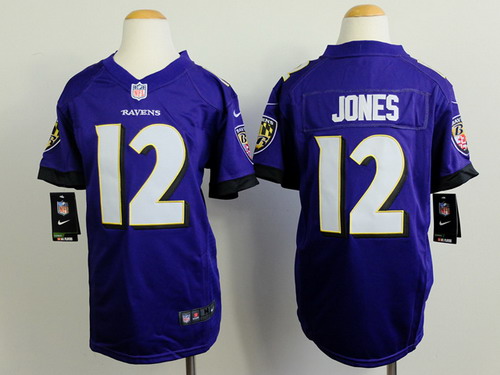 Nike Baltimore Ravens #12 Jacoby Jones 2013 Purple Game Kids Jersey