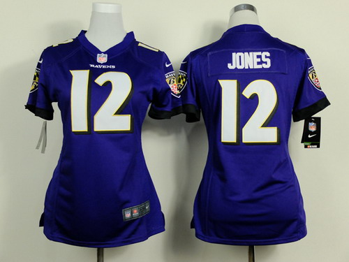 Nike Baltimore Ravens #12 Jacoby Jones 2013 Purple Game Womens Jersey