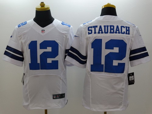 Nike Dallas Cowboys #12 Roger Staubach White Elite Jersey
