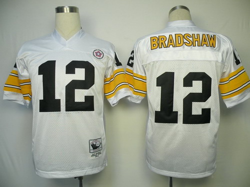 Pittsburgh Steelers #12 Terry Bradshaw White Throwback Jersey