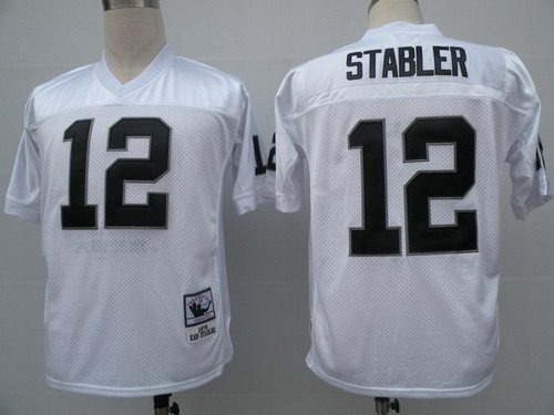 Oakland Raiders #12 Ken Stabler White Throwback Jersey