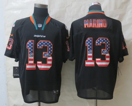 Nike Miami Dolphins #13 Dan Marino 2014 USA Flag Fashion Black Elite Jersey