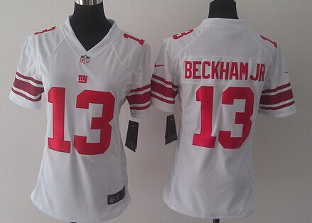 Nike New York Giants #13 Odell Beckham Jr White Game Womens Jersey