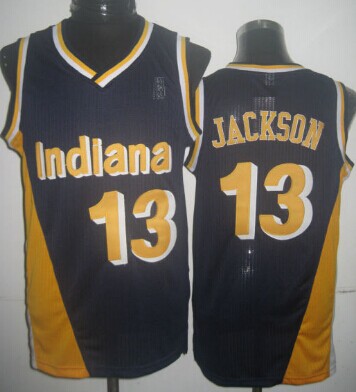 Indiana Pacers #13 Mark Jackson Navy Blue With Yellow Swingman Throwback Jersey