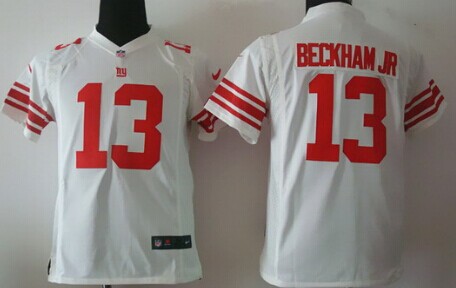 Nike New York Giants #13 Odell Beckham Jr White Game Kids Jersey