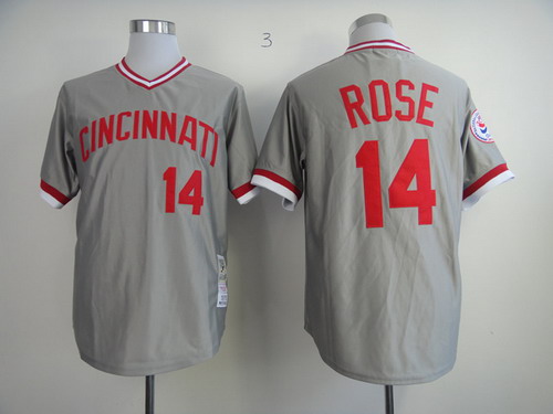 Cincinnati Reds #14 Pete Rose 1976 Gray Throwback Jersey