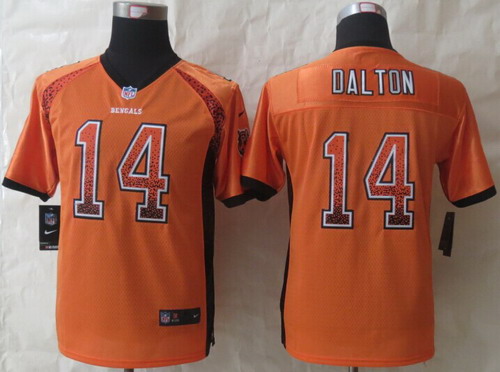 Nike Cincinnati Bengals #14 Andy Dalton Drift Fashion Orange Elite Jersey