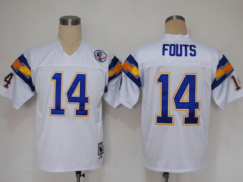 San Diego Chargers #14 Dan Fouts White Throwback Jersey