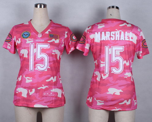 Nike Chicago Bears #15 Brandon Marshall 2014 Salute to Service Pink Camo Womens Jersey