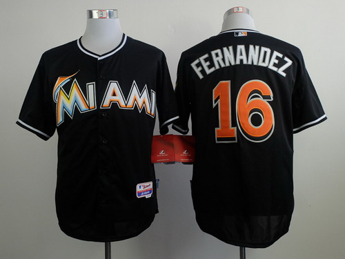 Miami Marlins #16 Jose Fernandez Black Jersey
