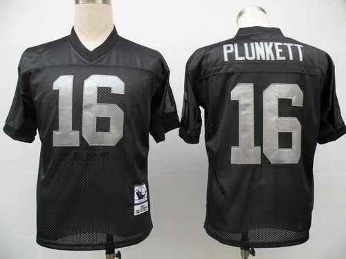 Oakland Raiders #16 Jim Plunkett Black Throwback Jersey