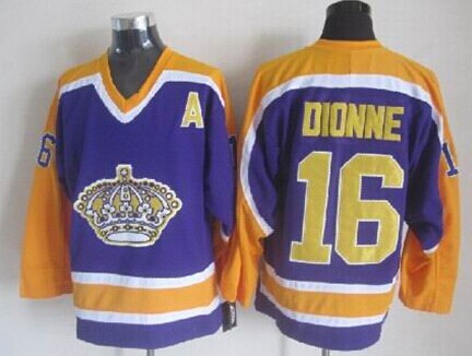 Los Angeles Kings #16 Marcel Dionne Purple With Yellow Throwback CCM Jersey
