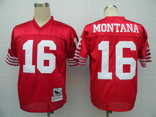 San Francisco 49ers #16 Joe Montana Red Throwback Jersey