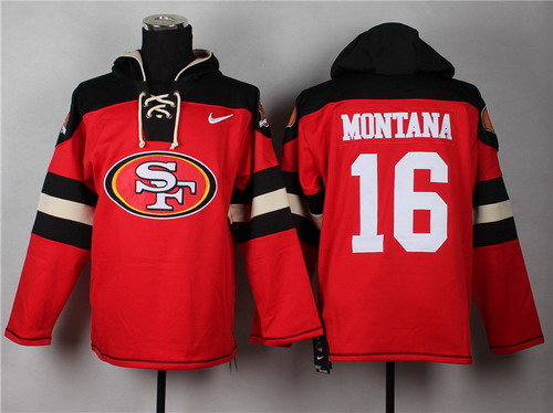 Nike San Francisco 49ers #16 Joe Montana 2014 Red Hoodie