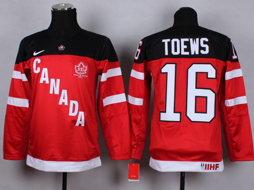 2014/15 Team Canada #16 Jonathan Toews Red 100TH Kids Jersey