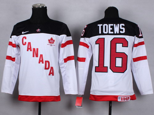 2014/15 Team Canada #16 Jonathan Toews White 100TH Kids Jersey