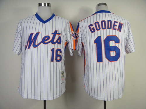 New York Mets #16 Dwight Gooden 1986 White Throwback Jersey