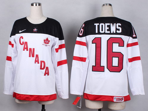 2014/15 Team Canada #16 Jonathan Toews White 100TH Womens Jersey