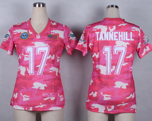 Nike Miami Dolphins #17 Ryan Tannehill 2014 Salute to Service Pink Camo Womens Jersey