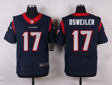 Nike Texans #17 Brock Osweiler Navy Blue Team Color Men's Stitched NFL Elite Jersey
