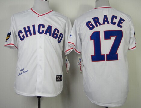 Chicago Cubs #17 Mark Grace 1988 White Throwback Jersey